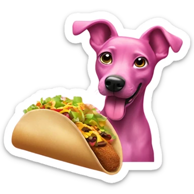 Pink dog eating taco Bell ￼ sticker