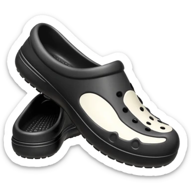 Realistic black pair of crocs shoes isolated.  sticker