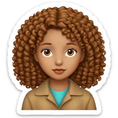 esmer kumral renkli kıvırcık kız sticker