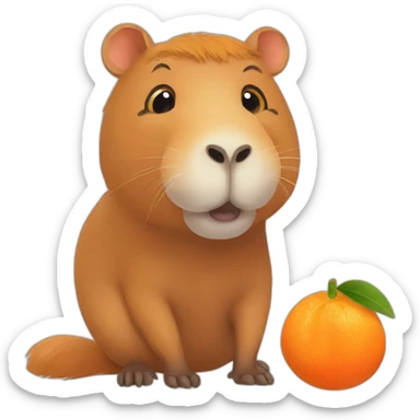 capybara with tangerine sticker