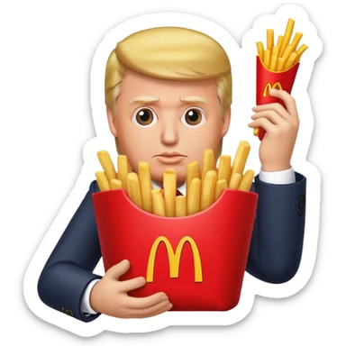 Trump holding McDonald’s French fries sticker