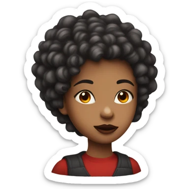 Girl with weird hair and big lips and red circle on her face sticker