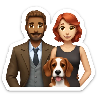 Brown haired male with red beard beside his girlie Bassett hound puppy  sticker