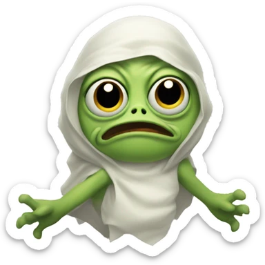 Pepe is a ghost with arms, looking angrily and scaring sticker