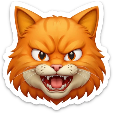 angry cat with fangs, front face  sticker