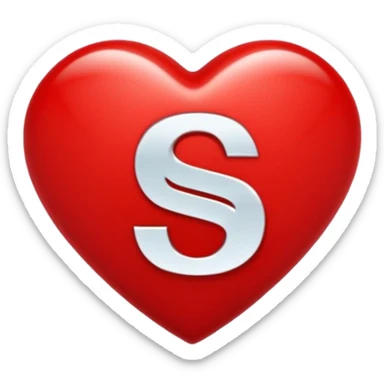 Love heart in red colour and center S letter only sticker