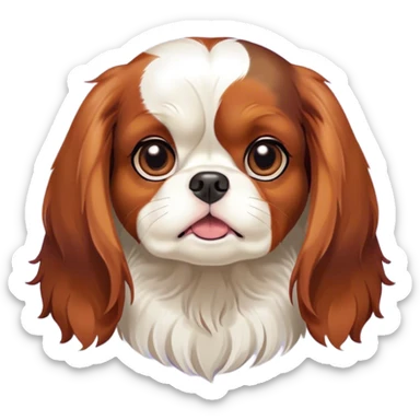 Cinematic Comical Tri-Colour Cavalier King Charles Spaniel Portrait Emoji, Head tilted dramatically with an exaggeratedly shocked or offended expression, short, silky tri-colour fur with bold black, white, and tan patches, wide, expressive brown eyes filled with exaggerated disbelief, Simplified yet hilariously expressive features, highly detailed, glowing with a slightly sassy glow, high shine, dramatic yet playful, stylized with an air of attitude, bright and endearing, soft glowing outline, capturing the essence of a sassy and over-the-top pup, so meme-worthy it feels like it could side-eye its way into internet fame instantly! sticker