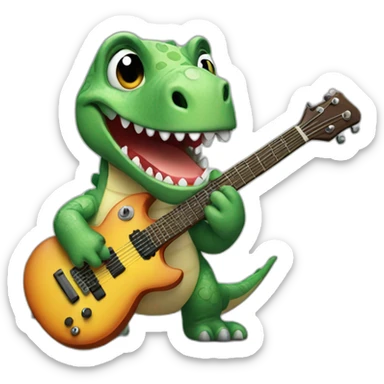 cute dinosaur playing a guitar sticker