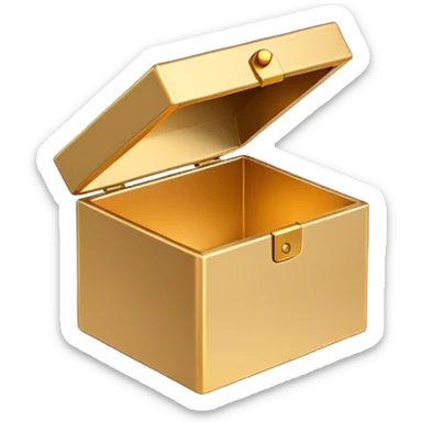 A simple, minimalist open magic box with a subtle shadow underneath, symbolizing an empty space ready to be filled. The design is flat, modern, and uncluttered, perfect for an empty state UI. sticker