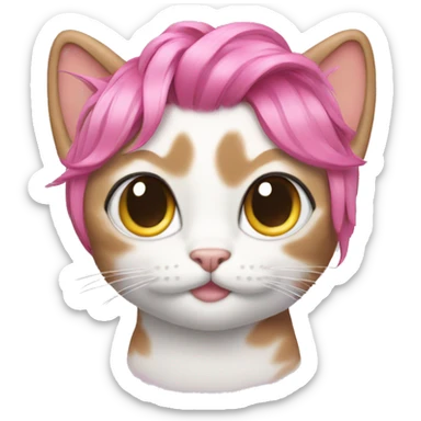 cat with a pink hair piece sticker
