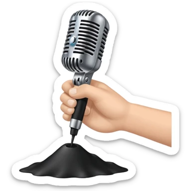 a hand releasing a microphone to drop to the ground sticker