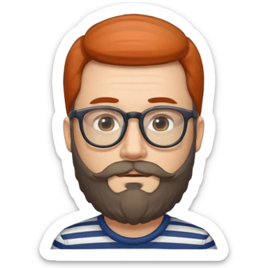 glasses man with long beard and striped shirt sticker