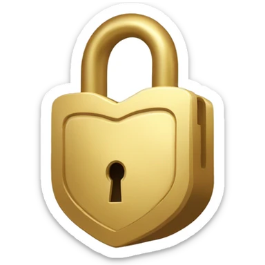 Gold heart shaped padlock sticker