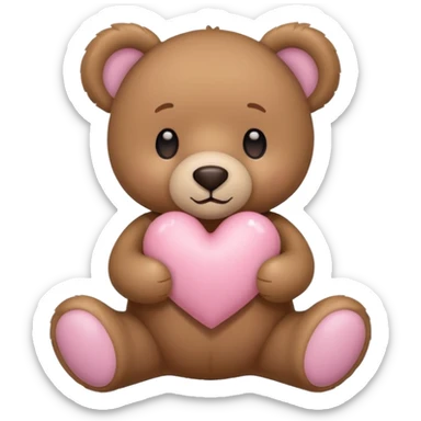 stuffed teddy holding light pink heart sticker
