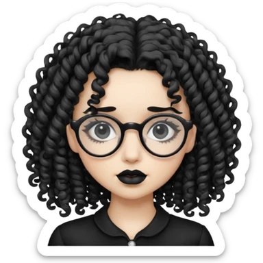 curly gothic girl with glasses sticker