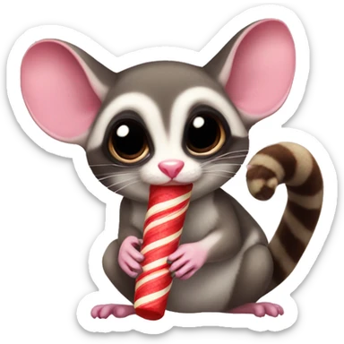 sugar glider eating candy cane sticker