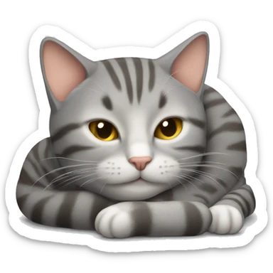 cat sleeping gray tabby sticker
