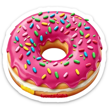Apple device donut emoji but pink instead of chocolate  sticker