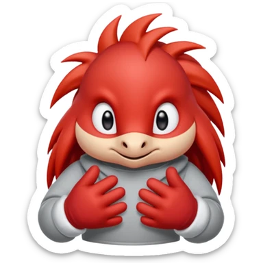 knuckles a red animal with peach arms and white mittens that have no fingers , he’s a echidna with red eyes sticker