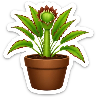 Venus Flytrap Plant in a brown pot sticker