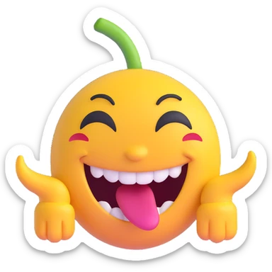 dirty, filthy, gross laughing emoji with crooked teeth, drooling, 3D emoji style sticker