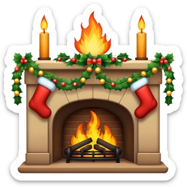 christmas fireplace sticker
