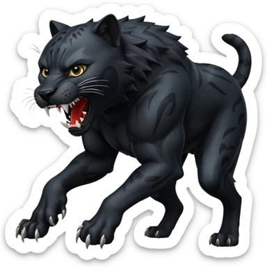 A black panther killing a wolf sticker