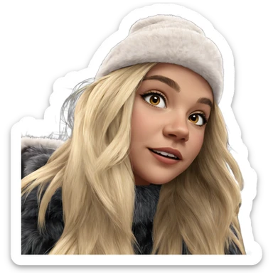 blonde girl in fur hat sticker
