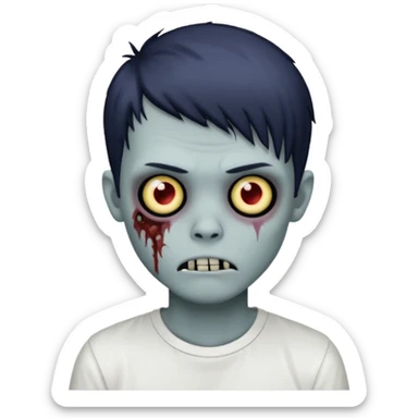 zombie boy with emo hair and white shirt sticker