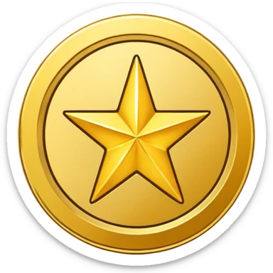 Gold star coin emoji in a circle sticker