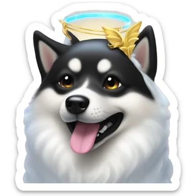 Black Shiba Inu angel | face | fantasy | halo | innocent | smiling face with halo sticker
