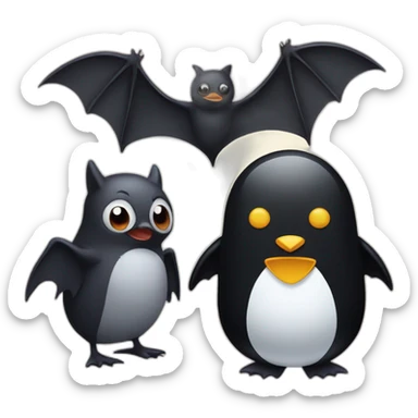 Bat and a penguin sticker