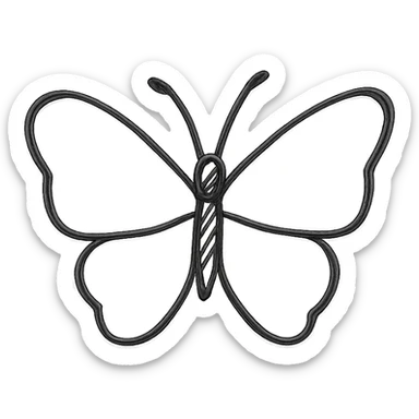 butterfly, hand drawn icon style, sketchy lines, no fill, artistic sticker