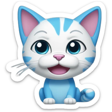 Blue cartoon cat in cartoon network style named gumball sticker