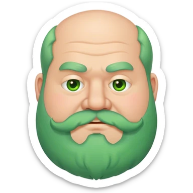 A fat man with a green beard sticker