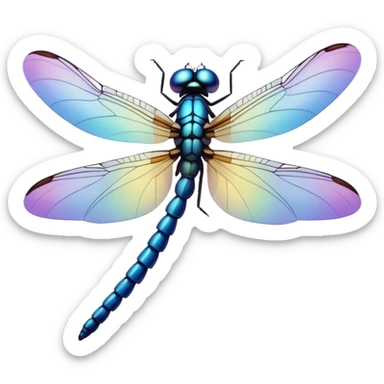 Peaceful Dragonfly change color  keep  black background  sticker