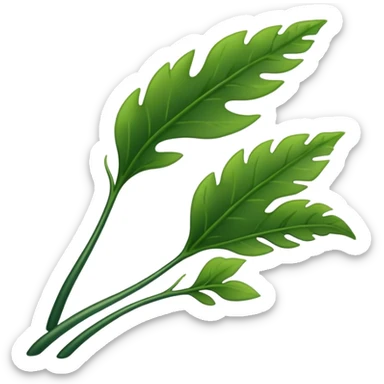 2-3 long leaves simple design green seaweed sticker