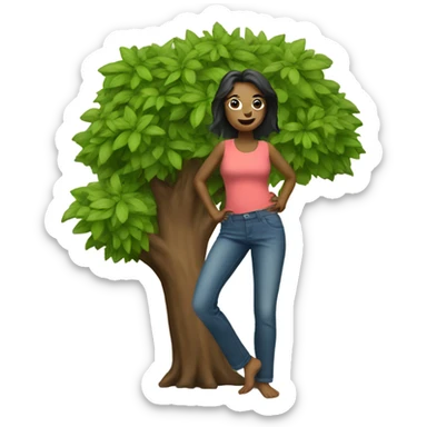 woman tree in pants sticker