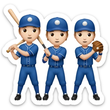 amigos jugando baseball solo hombres de un solo color  sticker