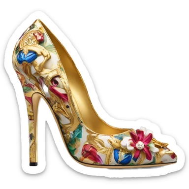 Dolce and Gabbana high heels with colourful print and golden detais  sticker