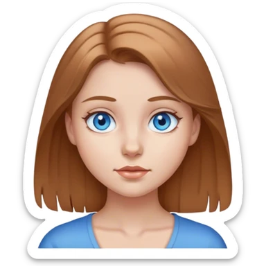 Girl with light Brown hair blue eyes sticker