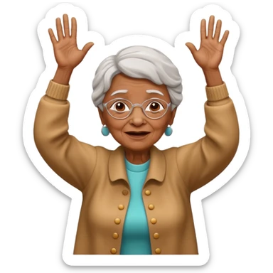 Old lady hands up raise the roof dancing  sticker