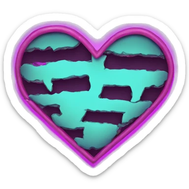 neon broken heart sticker