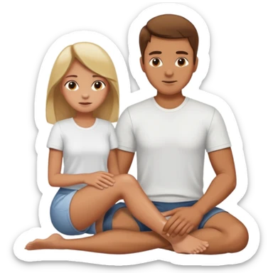 A dude touching a girl's thigh sticker