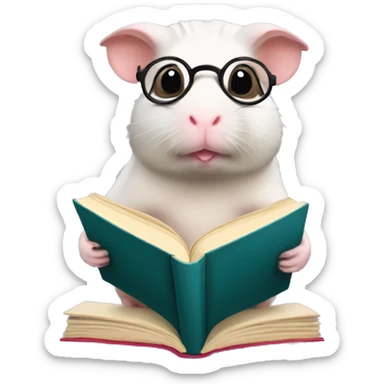 Hairless guinea pig reading a book sticker