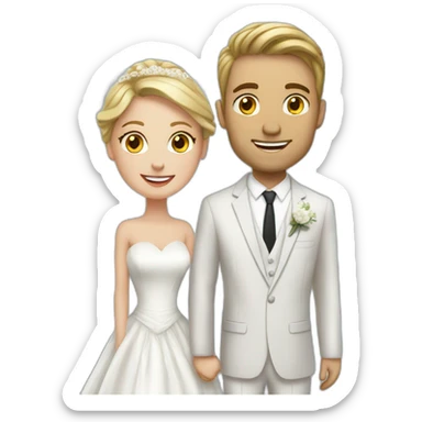 white couple people wedding sticker