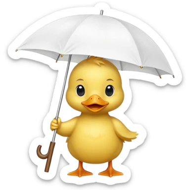 baby Duck holding white umbrella sticker