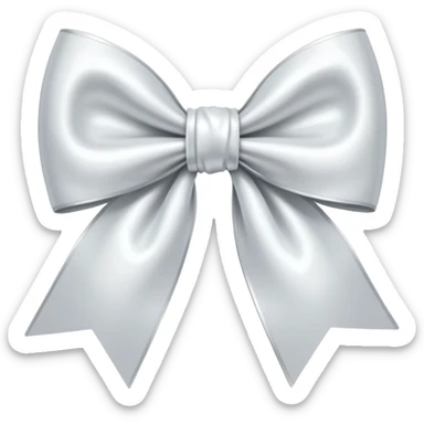 white satin bow, tied neatly, shiny texture sticker