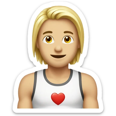 Caucasian healthy energy emoji wearing a tank top with a heart on the front sticker