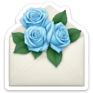 White envelope with light blue roses sticker